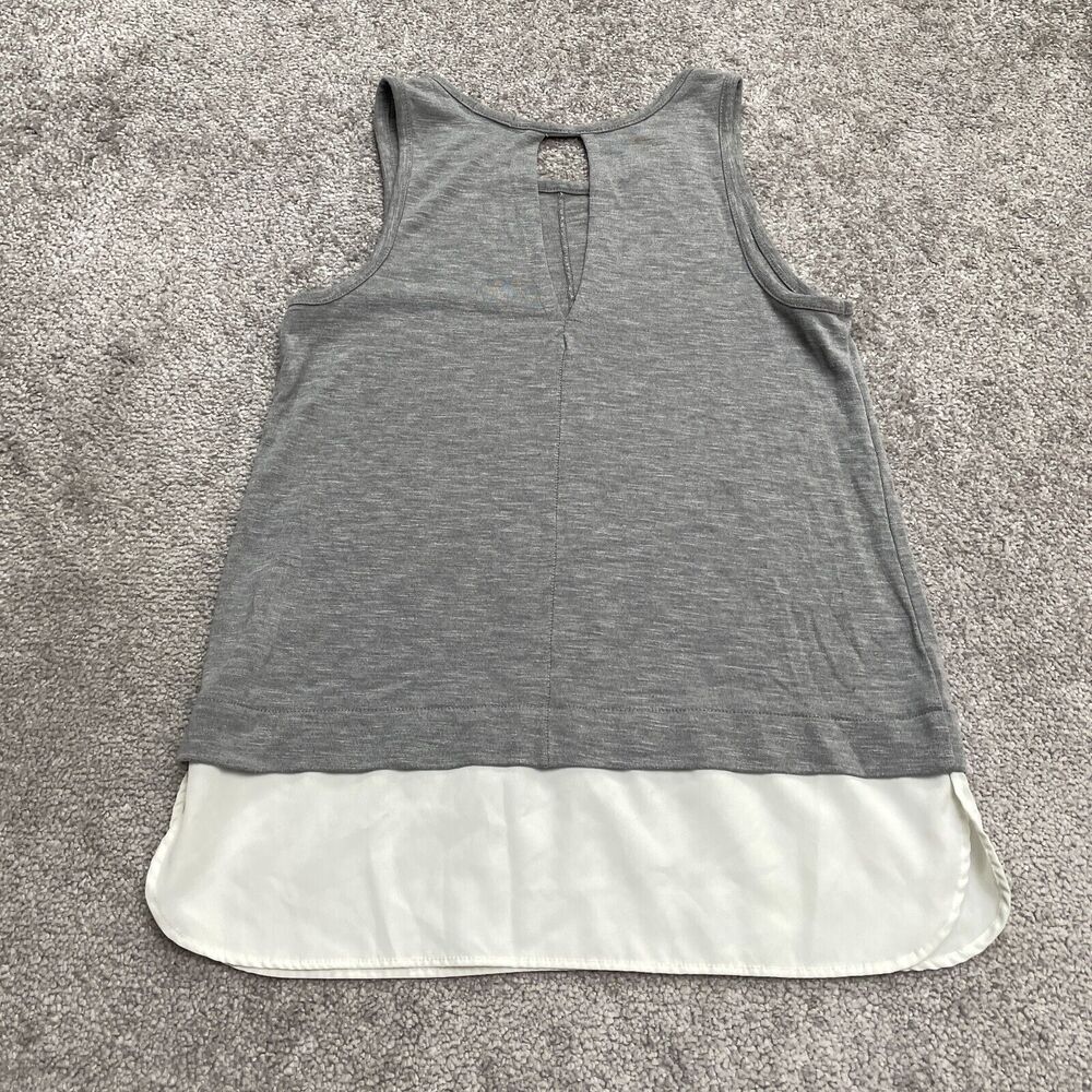 J.Crew Drapey Tank Top Blouse Womens XS Gray White Chiffon Hem Stretch Casual - Picture 2 of 10